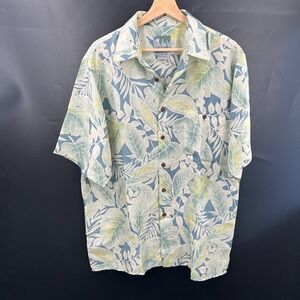 Vintage silk traders pastel retro aloha tropical Hawaiian 100% silk shirt 90s L